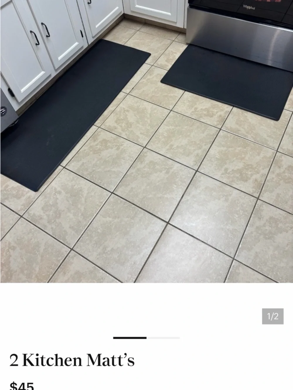 Non-Branded Black Kitchen Floor Mats - Set of 2